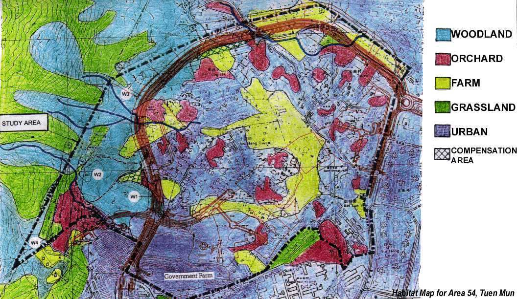 Habitat Map for Area 54, Tuen Mun
