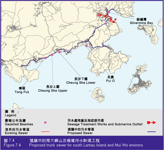 Figure 7.4 Proposed truck sewer for south Lantau Island and Mui Wo environs