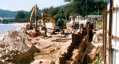 Construction of sewer along Tung Wan Tau Road