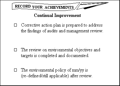 Chart of Record your achievements