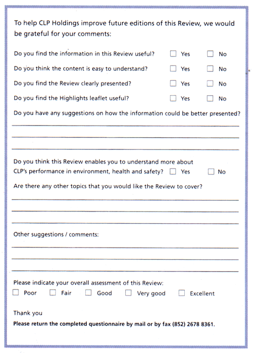 Chart of Sample from CLP Holdings, Hong Kong:"Environmental, Health and Safety Review 1997"