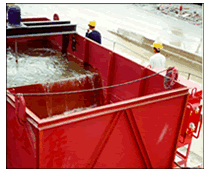 Fully treated effluent being discharged from the treatment plant 