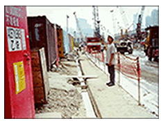 Concrete lined perimeter channels for diverting wastewater to the treatment plant 