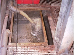 Image of Waste water is pumped to the two sequencing batch reactor tanks.
