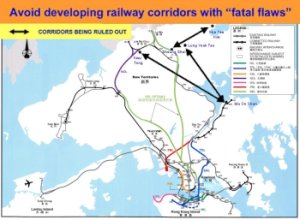 Figure 13 - Environmental unfriendly railway corridors identified in the Second Railway Development Study