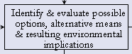 Identify & evaluate possible options, alternative means & resulting environmental implications