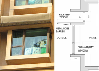 photo and drawing of recessed window