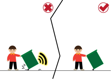 于顾客区域和存储区域之间提供一畅通平滑的路径以减少移动垃圾桶时产生的噪音