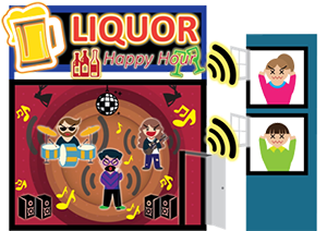 Airborne noise through opened doorway