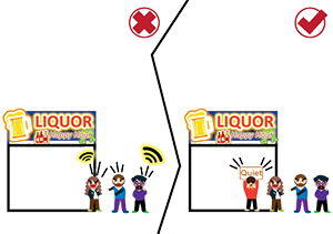 Post notices to advise patrons to be considerate and have a responsible behavior