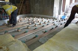 Floating floor under installation