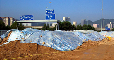 Photo of Stockpile covering by tarpaulin sheet