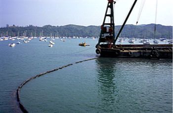 Photo of Silt Curtain installed for and during dredging