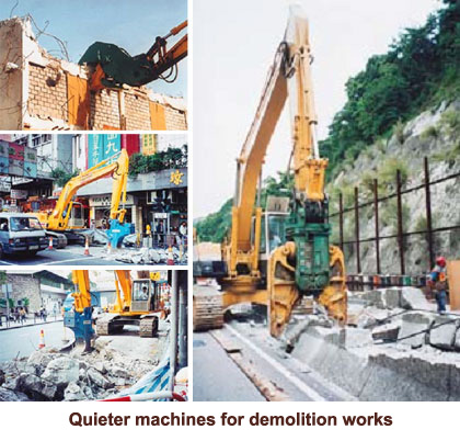 Photos of quieter machines for demolition works