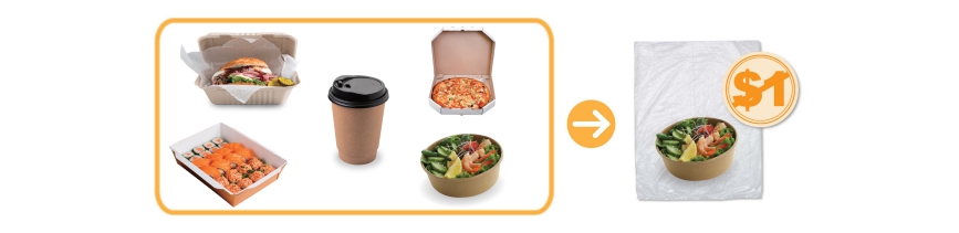 F&B takeaway items in non-airtight packaging