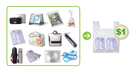 Additional plastic bags used for Bag forming part of the goods