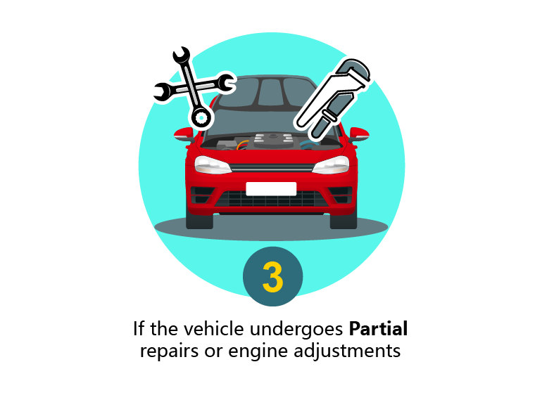 If the vehicle undergoes Partial repairs or engine adjustments