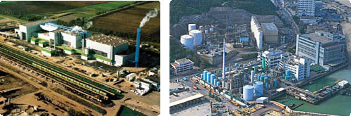 (Left) An integrated waste management facility to recover materials and energy from waste in the Netherlands (Courtesy of Lurgi Lentjes AG).
(right) Chemical Waste Treatment Centre at Tsing Yi.