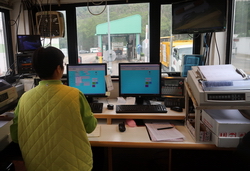 Image of The weighbridge operator will key in the vehicle registration number at the computer terminal.