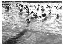 Elated swimmers in the old days (1980s)