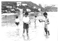 Sampling at Repulse Bay Beach in 1990s