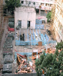 Demarcation of temporary storage area for sorted material