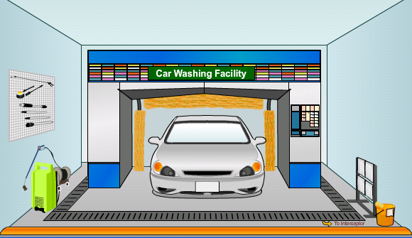 In a car washing facility, install wastewater control facilities such as petrol interceptors to reduce amount of pollutants discharged