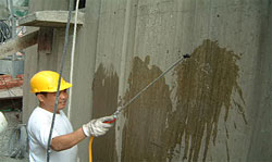 Spray water before grinding.