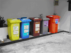 Waste separation bins on the ground floor.