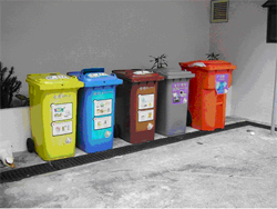 Waste separation bins on the ground floor.