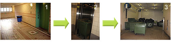 Manual collection using passenger lift