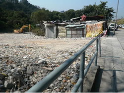 The land filling at a valley along the roadside of Shing Mun Road