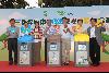 Photograph shows Mr Yau launching the new waste separation bins.