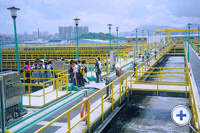 昂船洲污水处理厂的曝气池