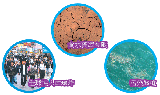 全球性人口爆炸,食水資源有限,污染嚴重