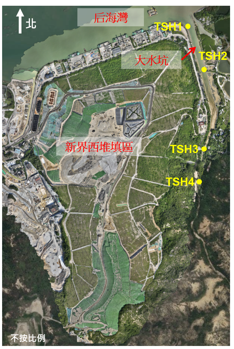 大水坑的水質監測點位置圖