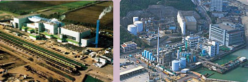 （ 左 圖 ） 荷 蘭 一 所 可 回 收 物 料 及 將 廢 物 轉 化 能 源 的 綜 合 廢 物 管 理 設 施 （ 照 片 由 Lurgi Lentjes AG提 供 ） 。 
（ 右 圖 ） 青 衣 化 學 廢 物 處 理 中 心 。 
