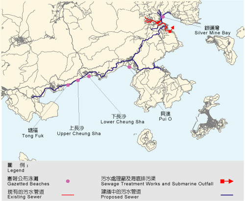 在大嶼山與泳灘有關的污水渠工程圖片