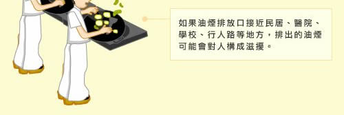 如果油煙排放口接近民居、醫院、學校、行人路等地方，排出的油煙可能會對人構成滋擾。
